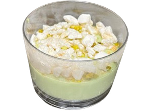 Mousse al pistacchio con cuore di caramello